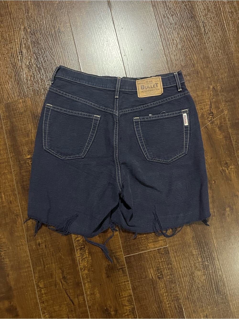 Navy Frayed Hem Women's Jean Shorts